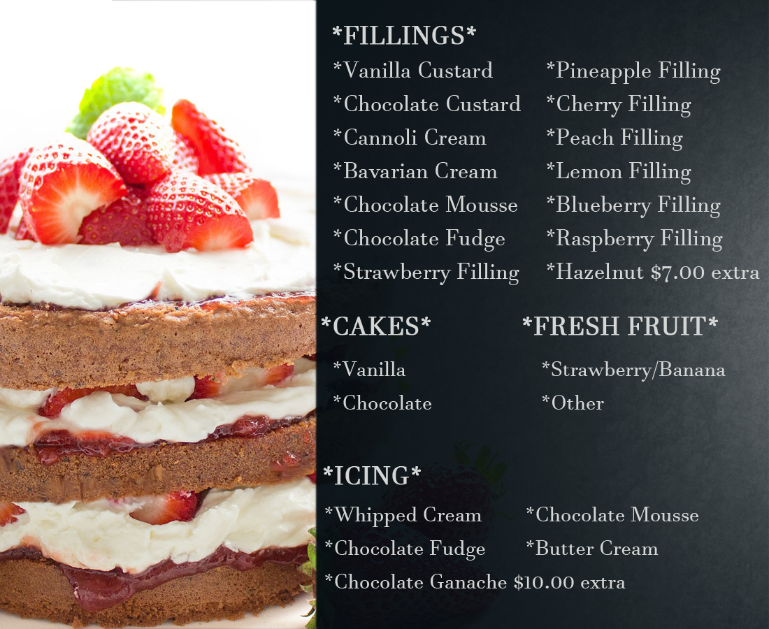 Fillings for cakes elisas bakery nj